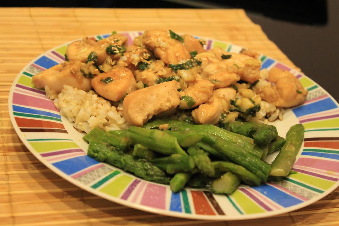 Sesame Chicken With Honey and Asparagus