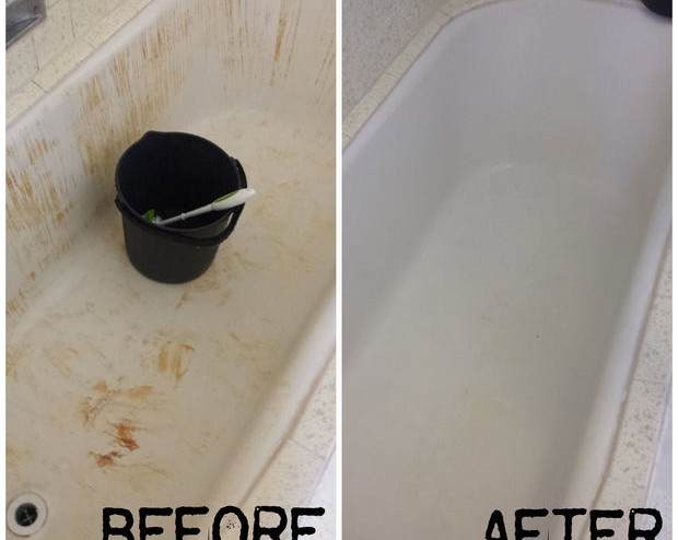 Bleach Stained Red Bathtub Turned, How To Get Rid Of Brown Stains In Bathtub